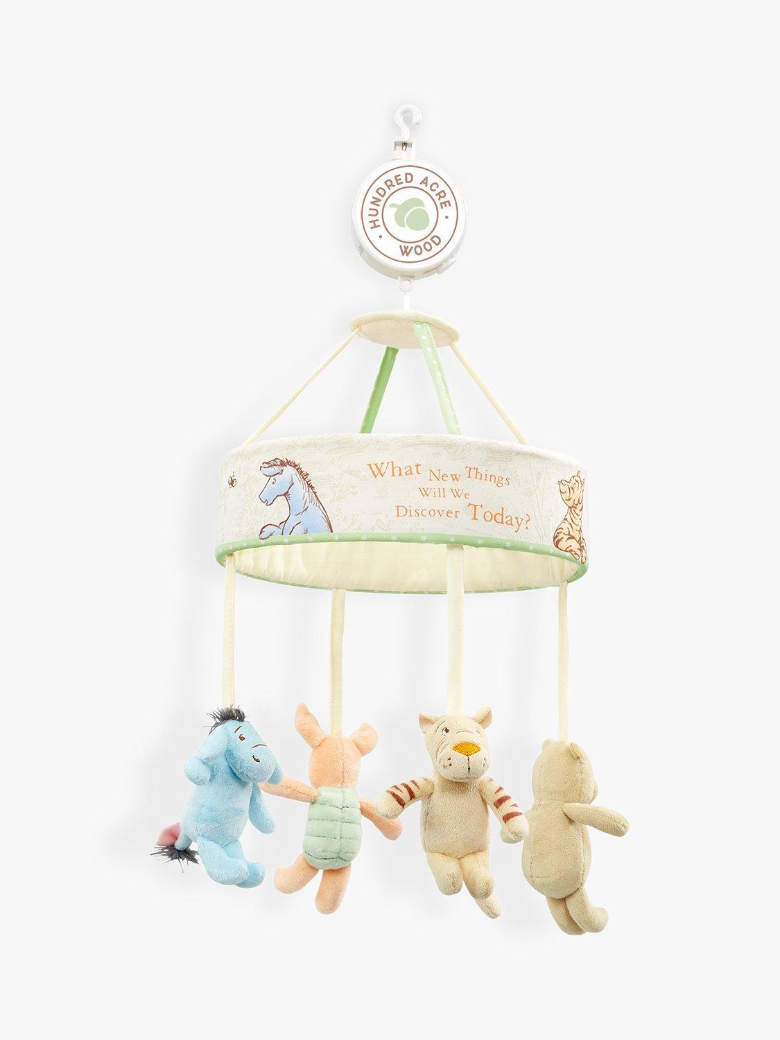 Winnie the Pooh cot mobile with musical rotation for newborns (British brand)