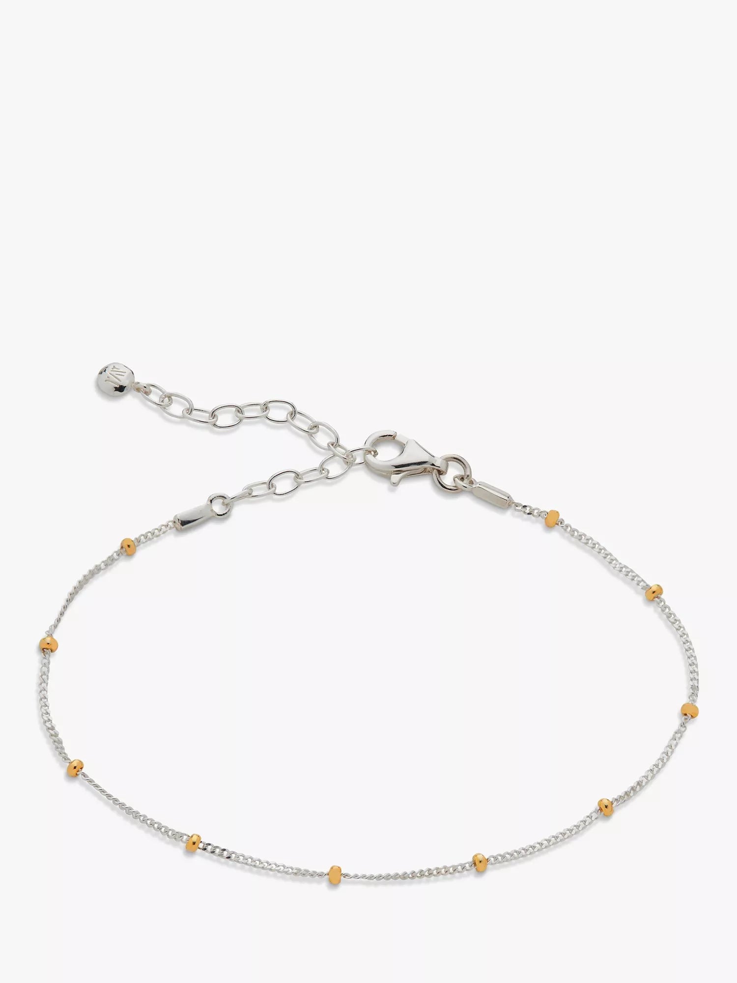 Monica Vinader Mixed Fine Bead Chain Bracelet Silver Gold 190mm - British product
