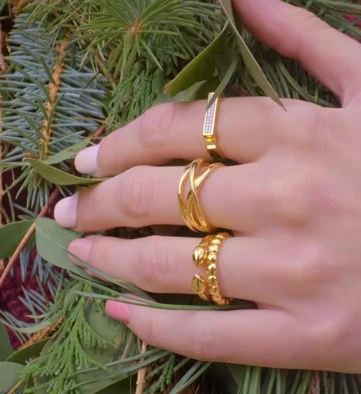 Monica Vinader Nura cross over ring, imported from the UK