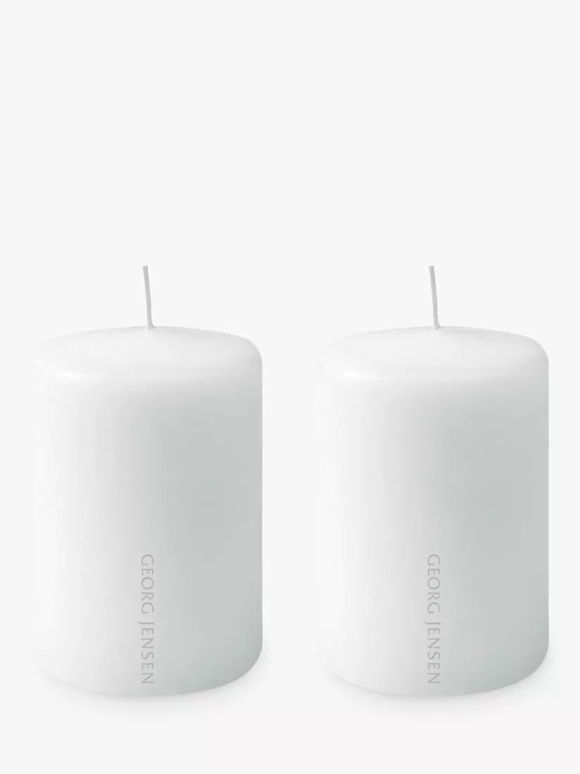 Georg Jensen pillar candles set of 2 white 10cm - British product