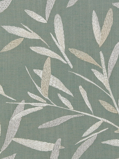 John Lewis John Lewis Langley Leaf Embroidery Made to Measure Curtains or Roman Blind, Dark Duck Egg- Buy online at McGrocer