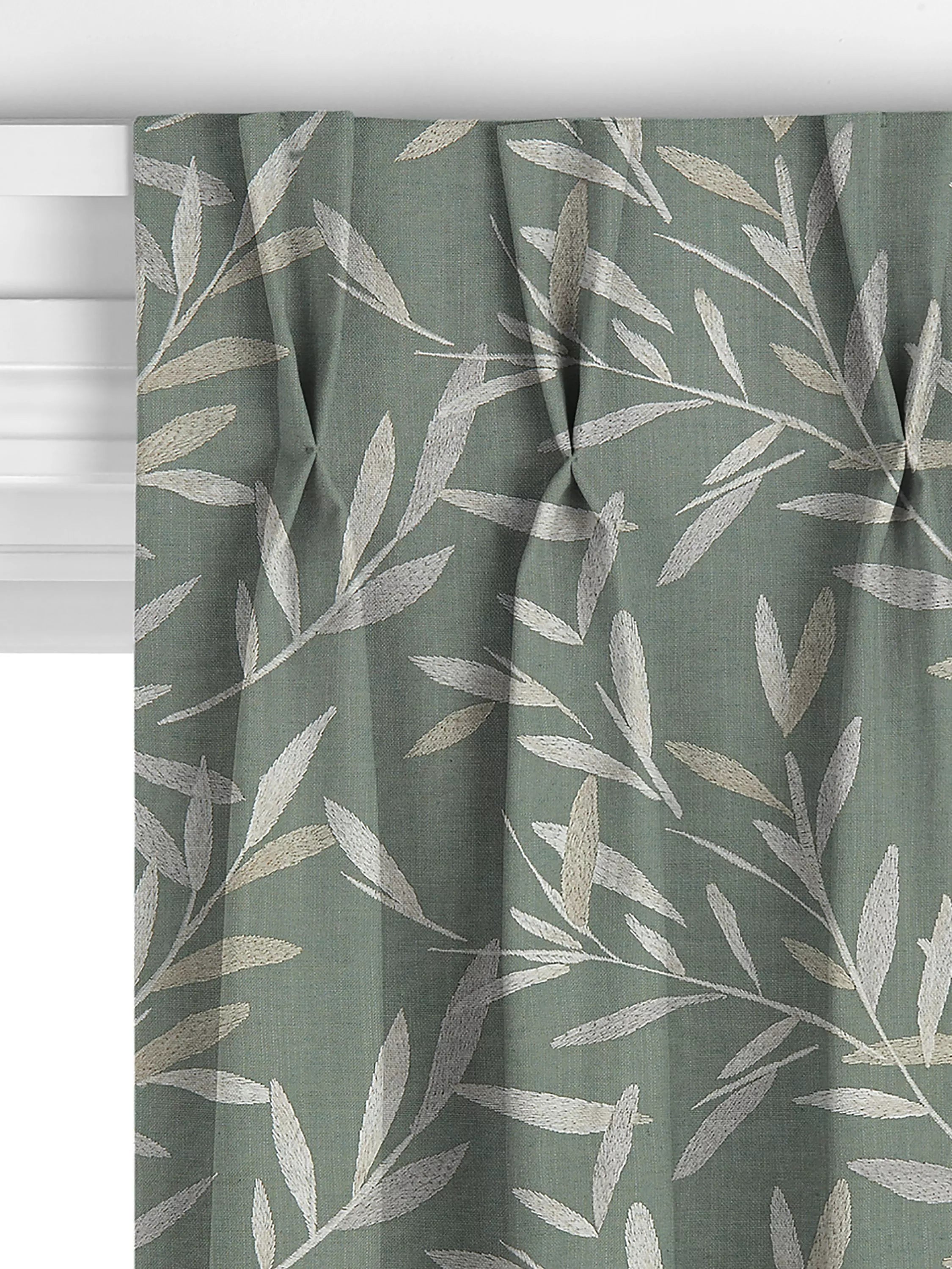 John Lewis Langley leaf embroidery curtain in Dark Duck Egg, UK version