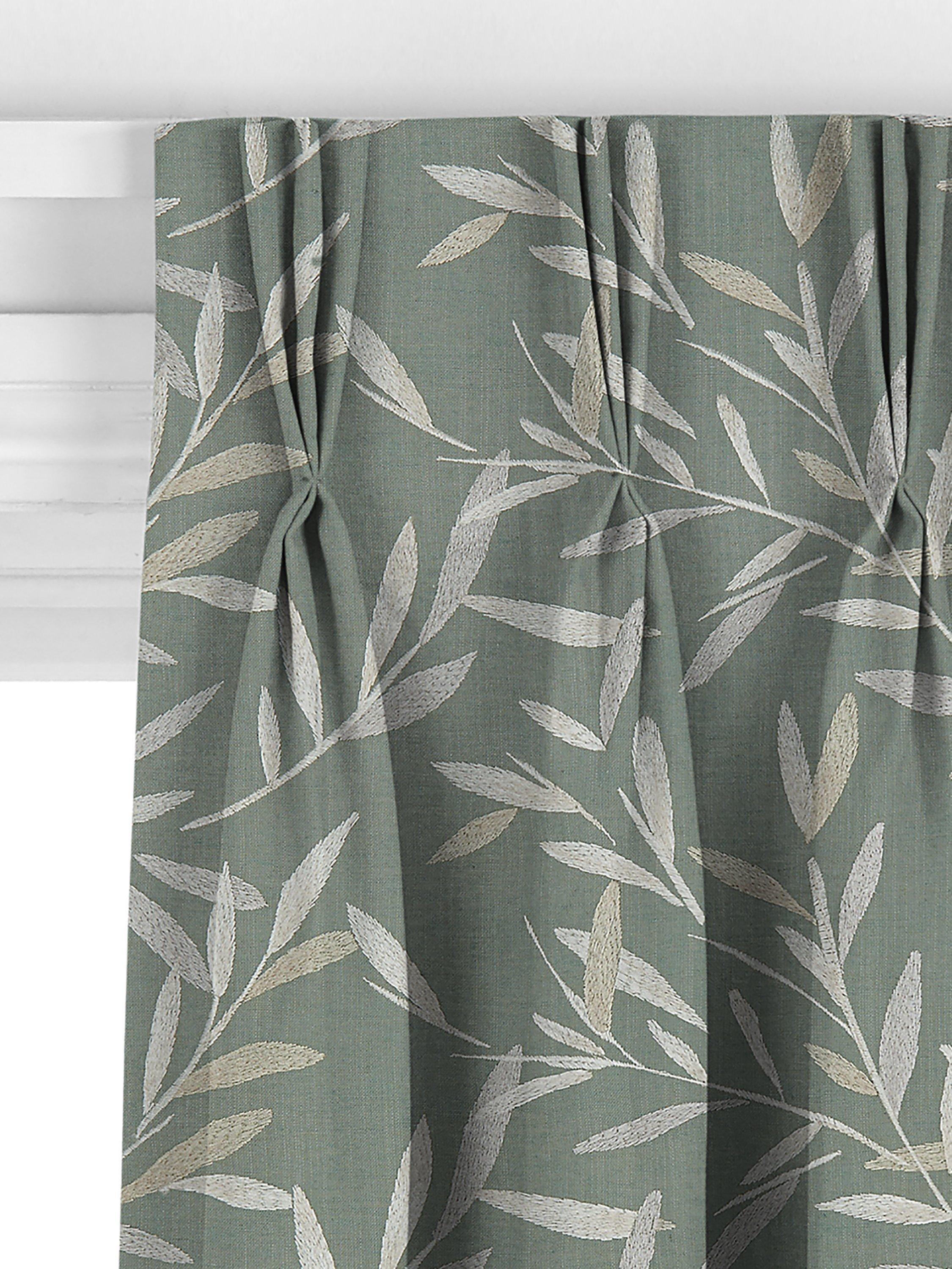John Lewis Langley leaf embroidery curtain in Dark Duck Egg, UK version