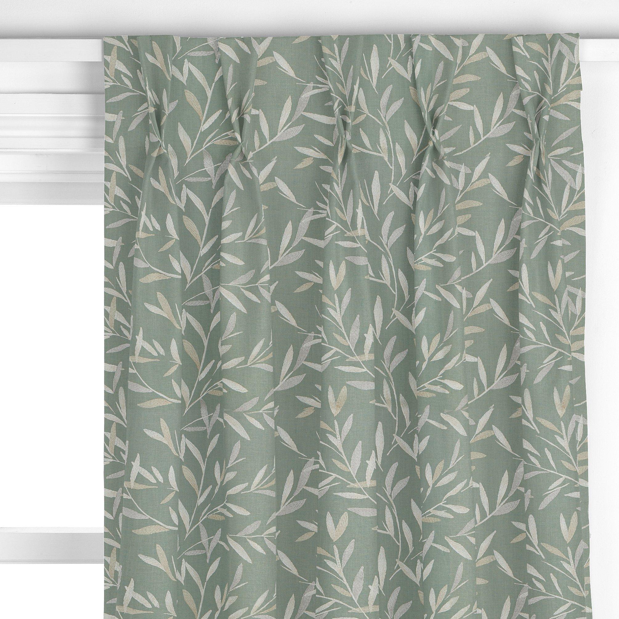 John Lewis Langley leaf embroidery curtain in Dark Duck Egg, UK version