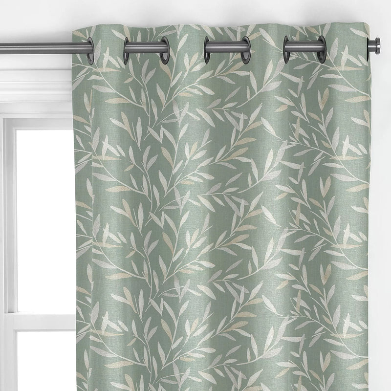 John Lewis Langley leaf embroidery curtain in Dark Duck Egg, UK version