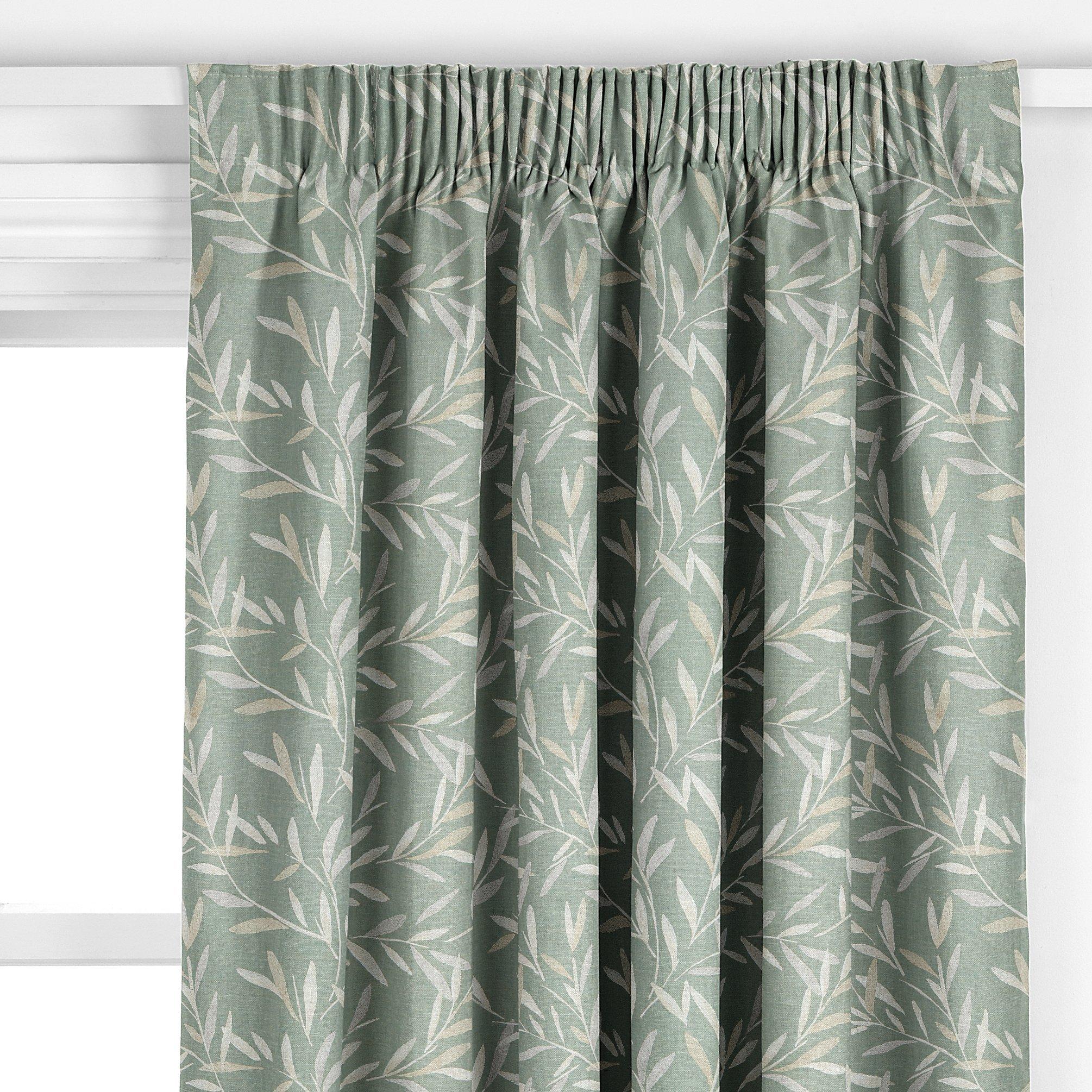 John Lewis Langley leaf embroidery curtain in Dark Duck Egg, UK version