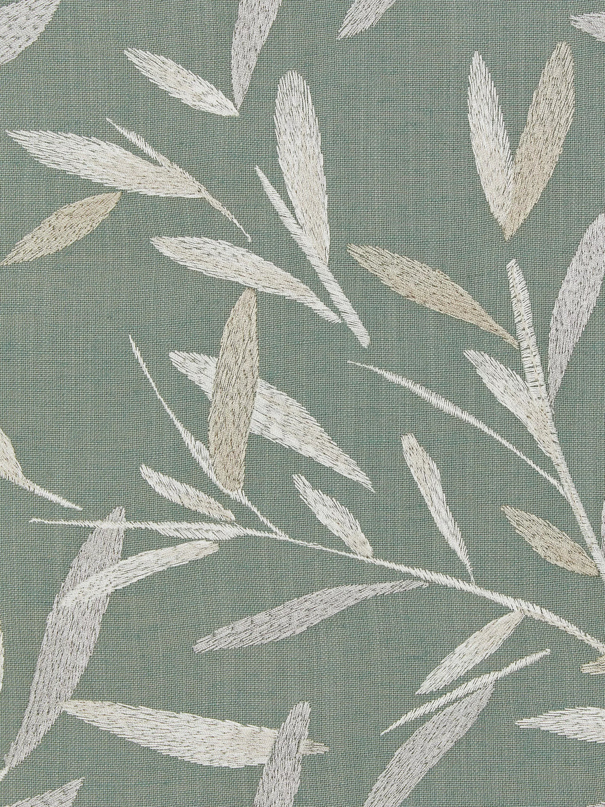 John Lewis Langley leaf embroidery curtain in Dark Duck Egg, UK version