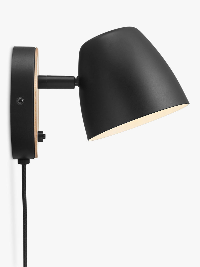 Nordlux black wall light ash wood metal, imported from the UK