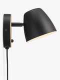Nordlux black wall light ash wood metal, imported from the UK