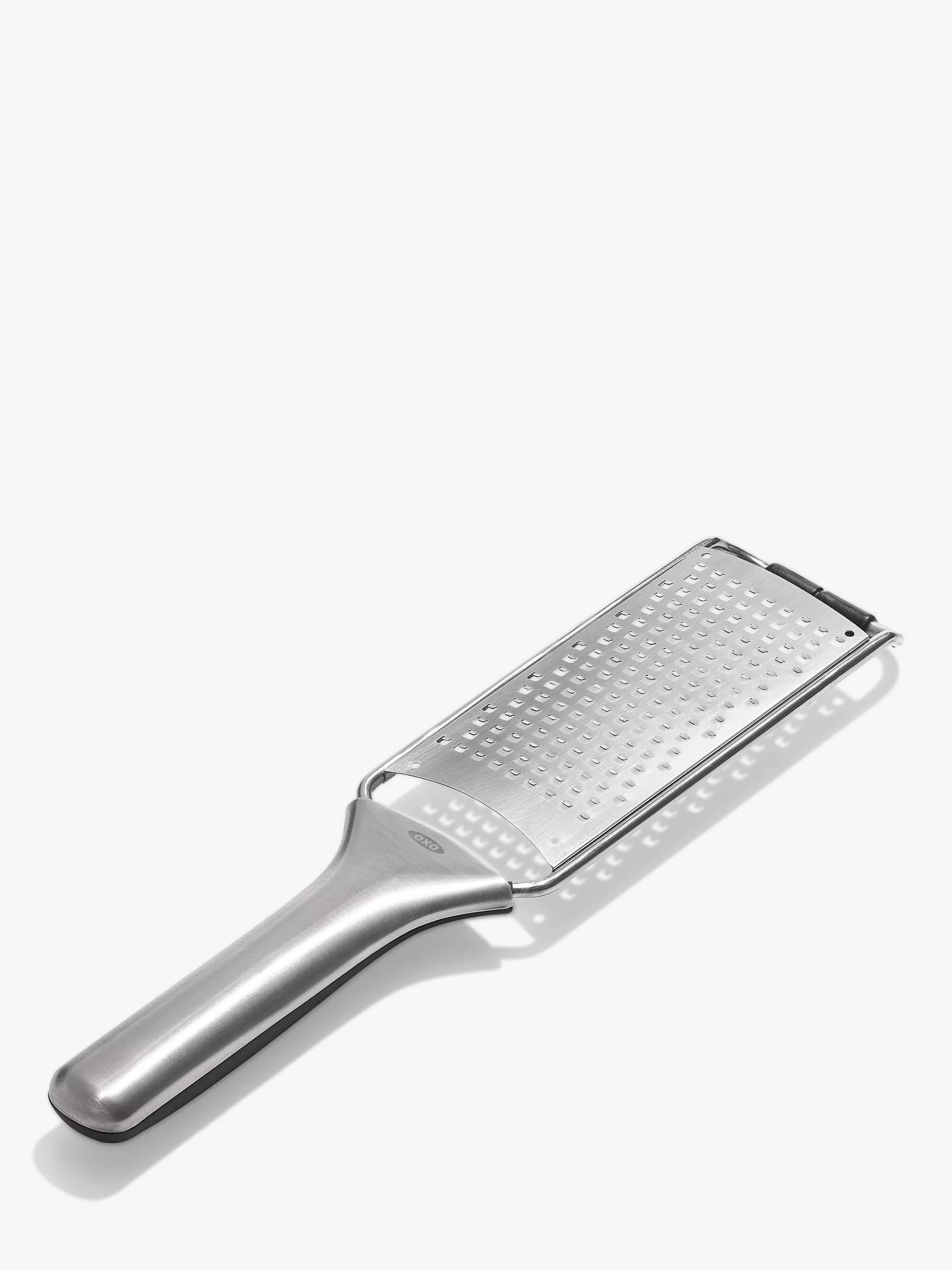 OXO etched stainless steel fine grater non-slip handle, UK version