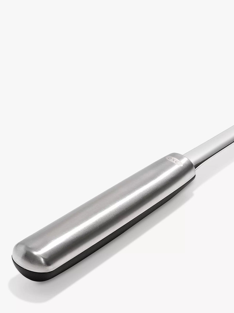 OXO stainless steel slotted turner with flexible silicone head, imported from the UK