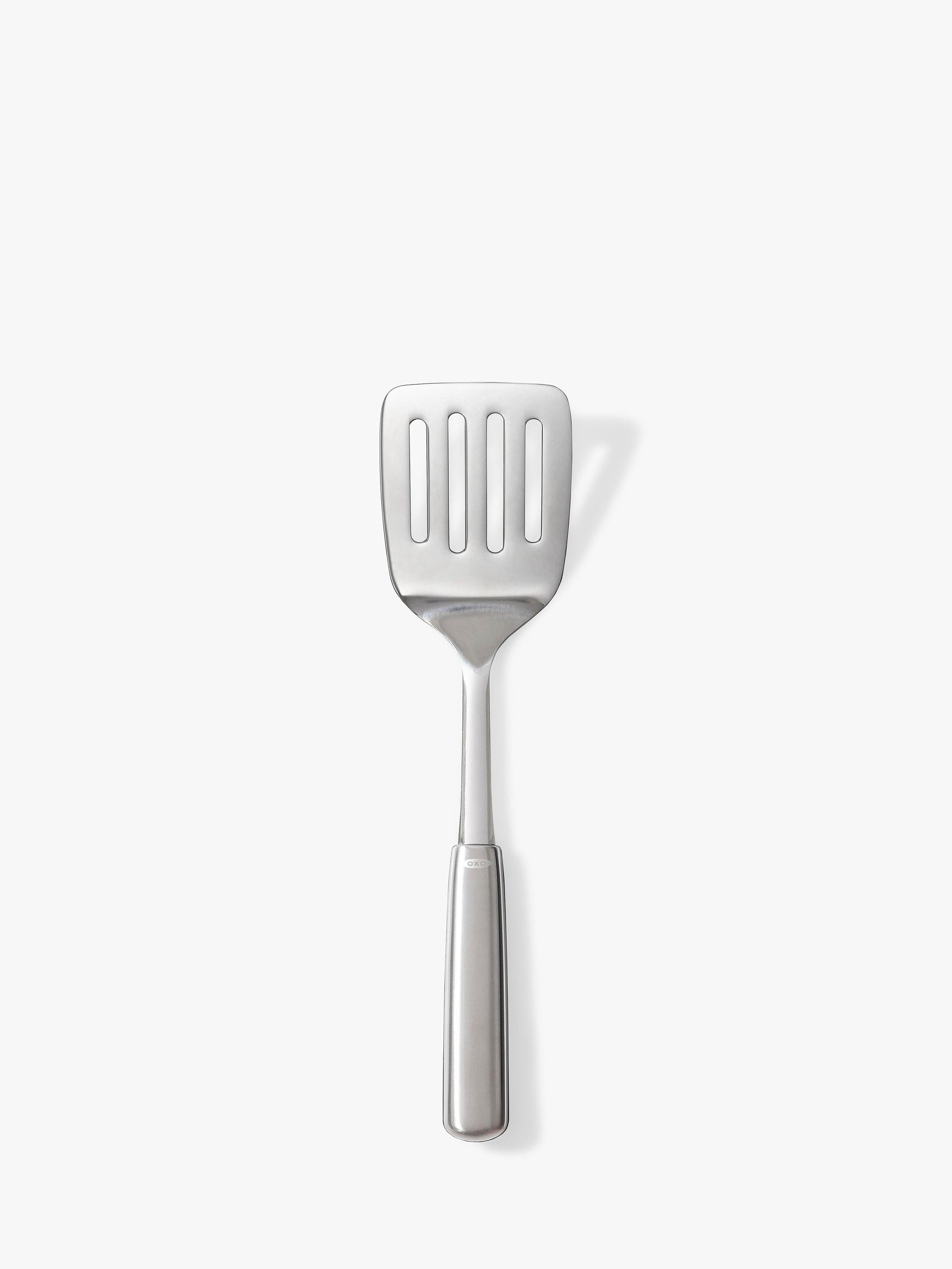 OXO stainless steel slotted cooking turner, imported from the UK