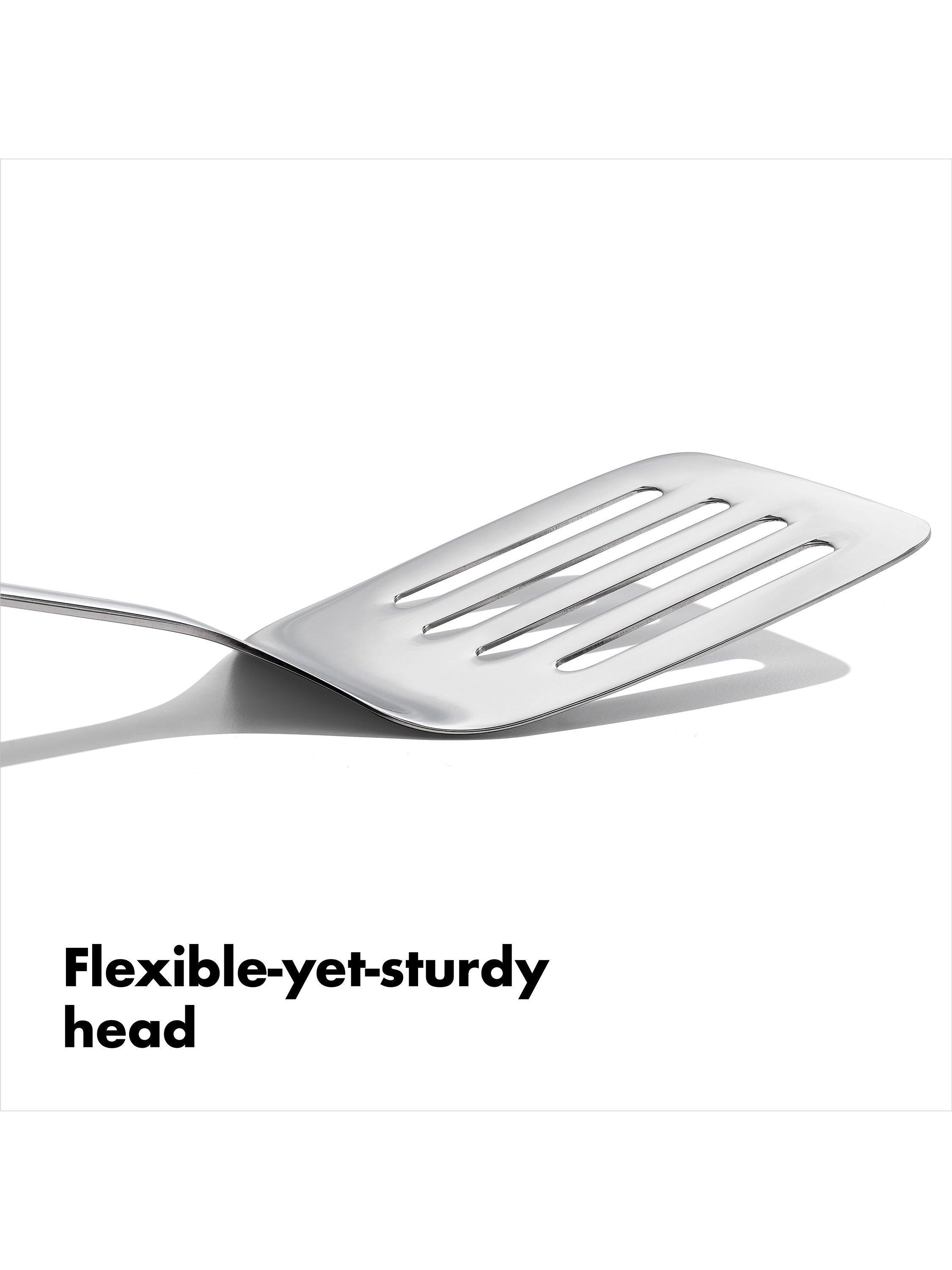 OXO stainless steel slotted cooking turner, imported from the UK