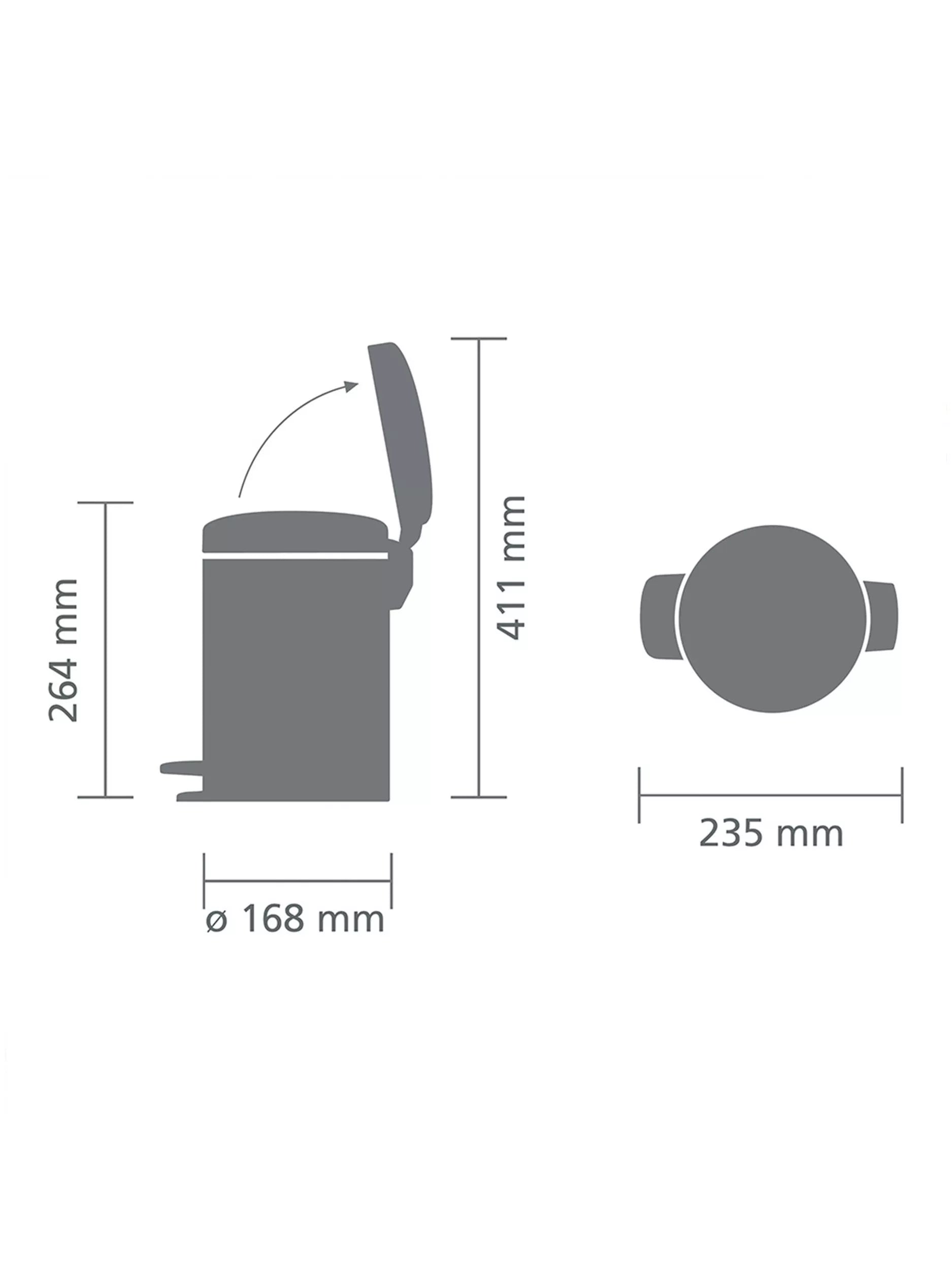 Brabantia newIcon pedal bin fingerprint proof Matt Steel 3L (British brand)