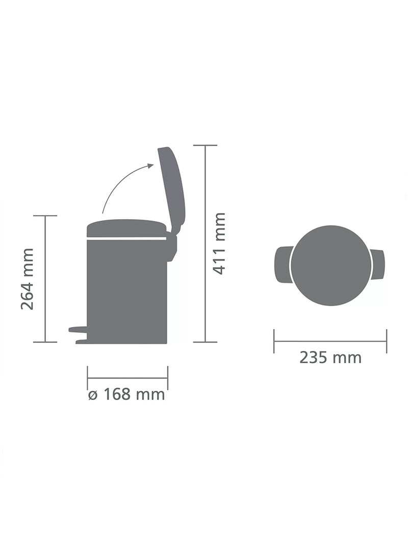 Brabantia newIcon pedal bin fingerprint proof Matt Steel 3L (British brand)