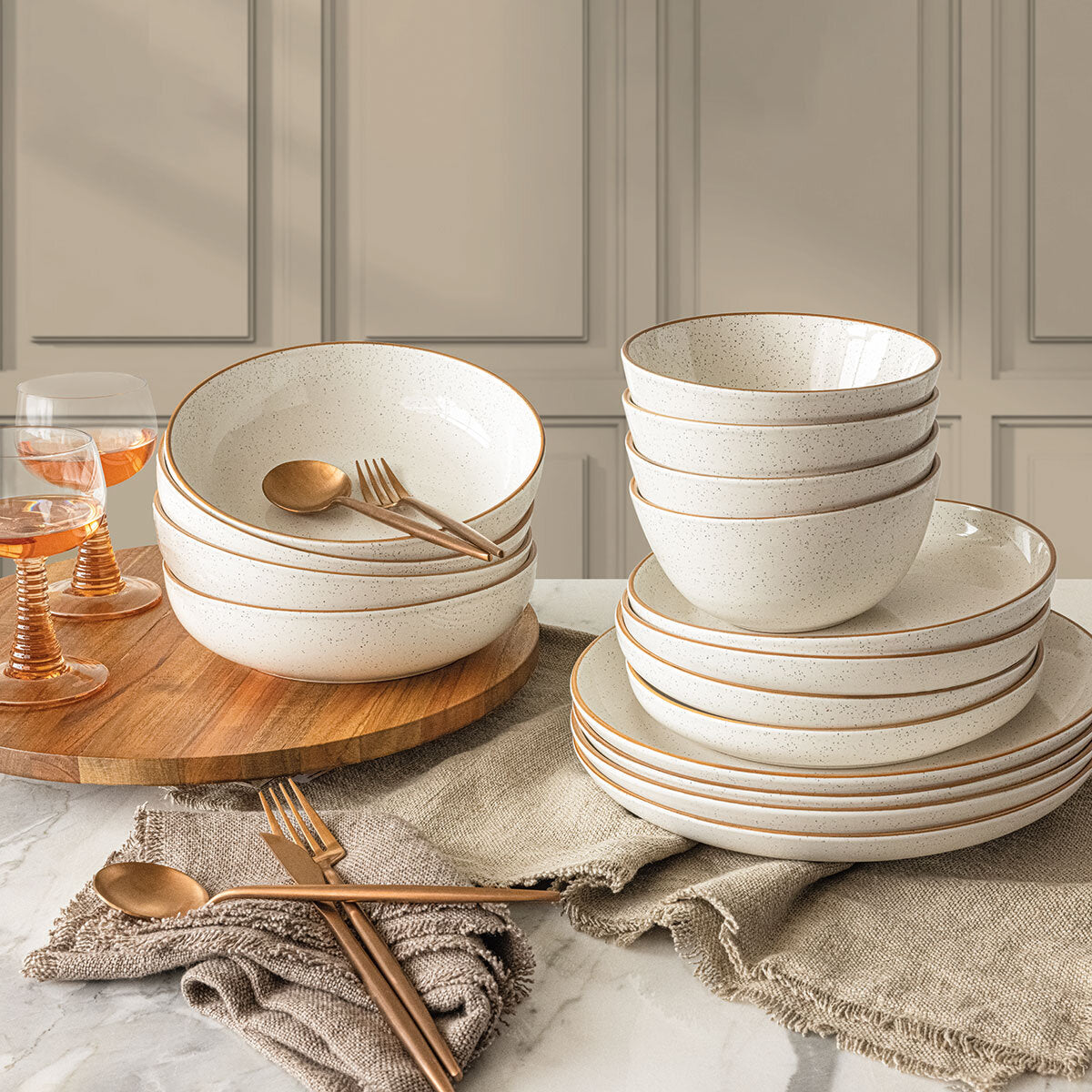 Over & Back Stoneware Dinnerware Set, 16 Piece in 2 Colours GOODS Costco UK