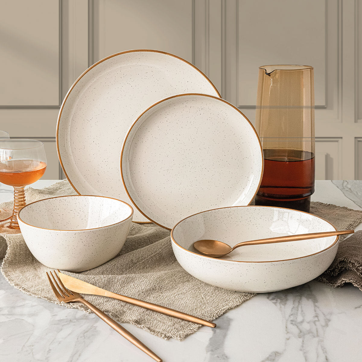 Over & Back Stoneware Dinnerware Set, 16 Piece in 2 Colours GOODS Costco UK