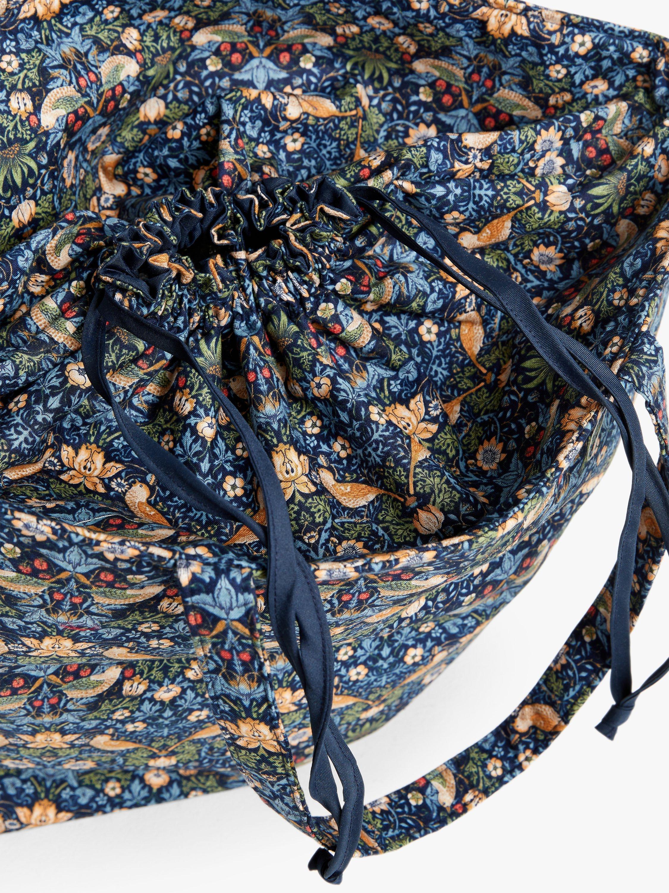 John Lewis William Morris Strawberry Thief drawstring craft bag navy, UK version