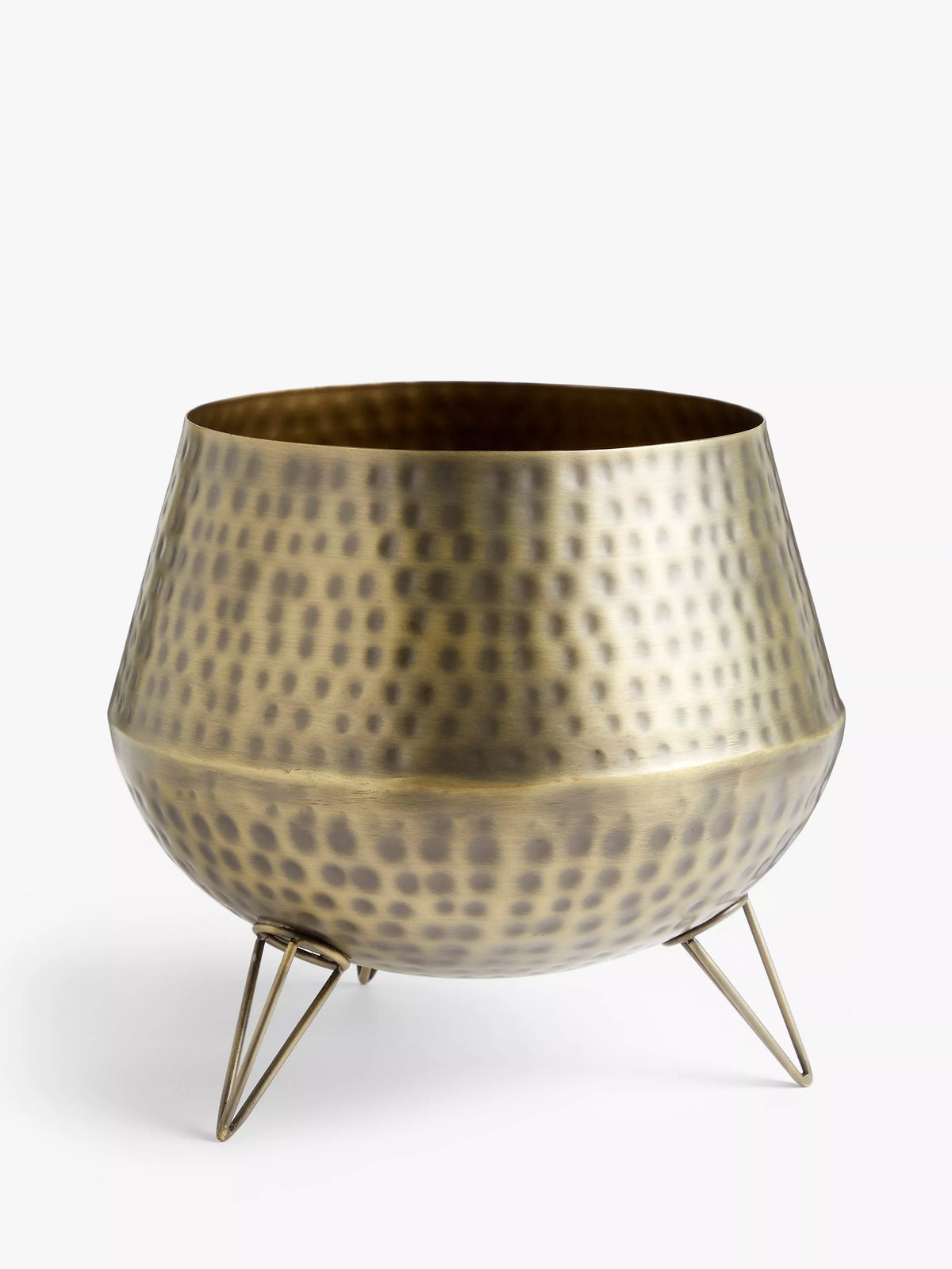 John Lewis gold hammered metal floor planter (British brand)