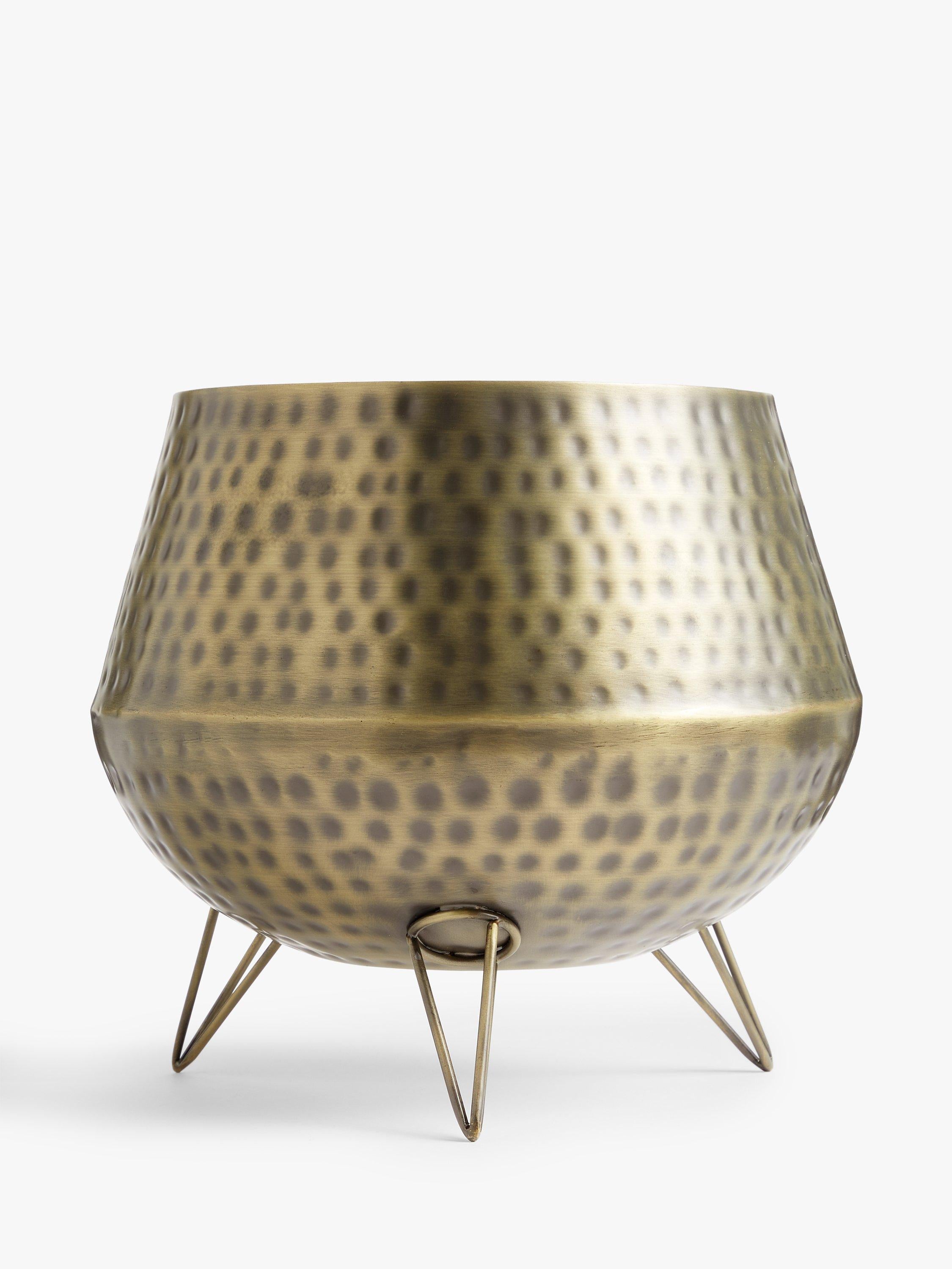 John Lewis gold hammered metal floor planter (British brand)