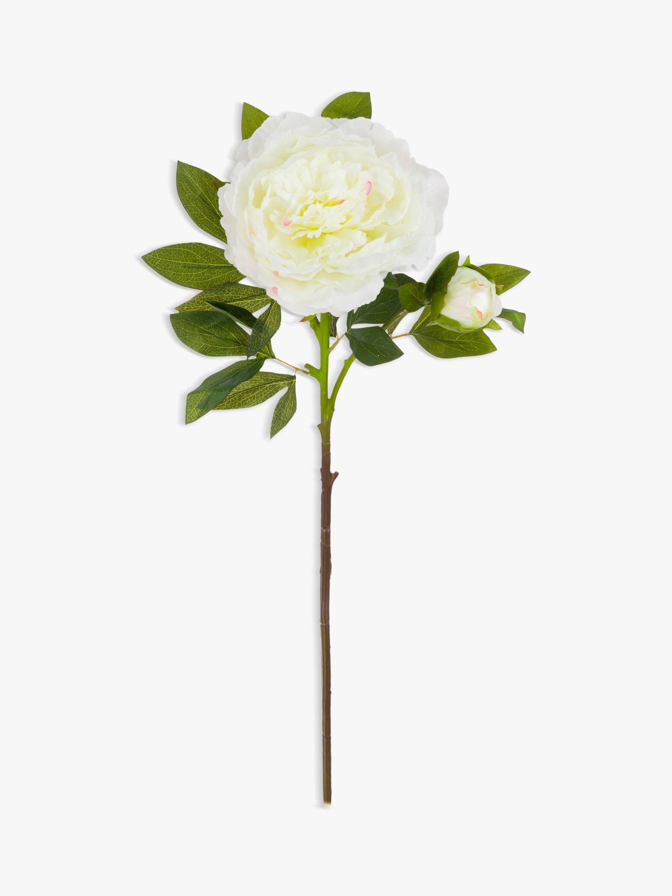 Floralsilk artificial large peony spray in white - British product