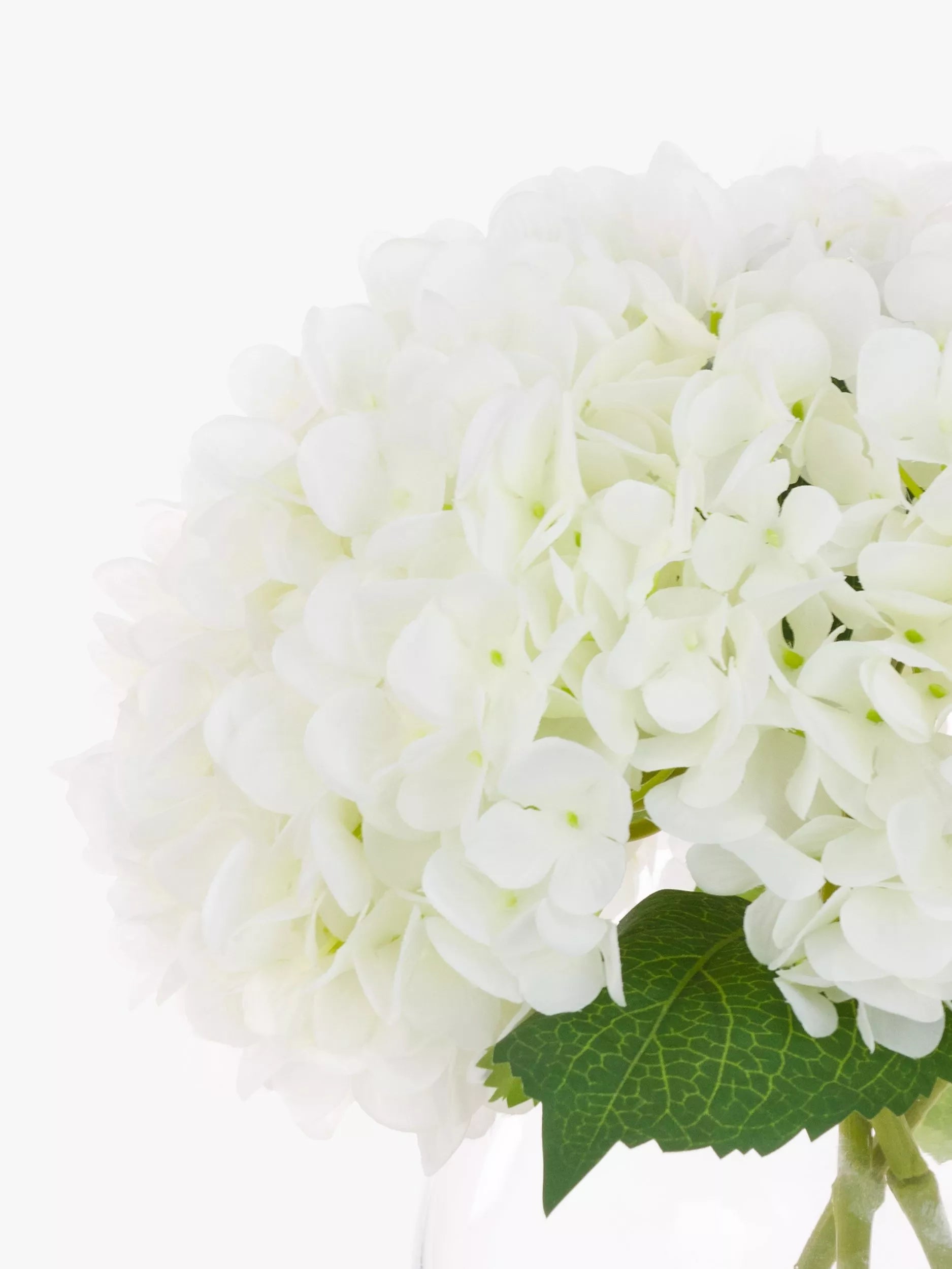 Floralsilk white artificial hydrangeas in globe vase - British product