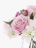 Floralsilk artificial rose and hydrangea floral arrangement in curve vase - British product