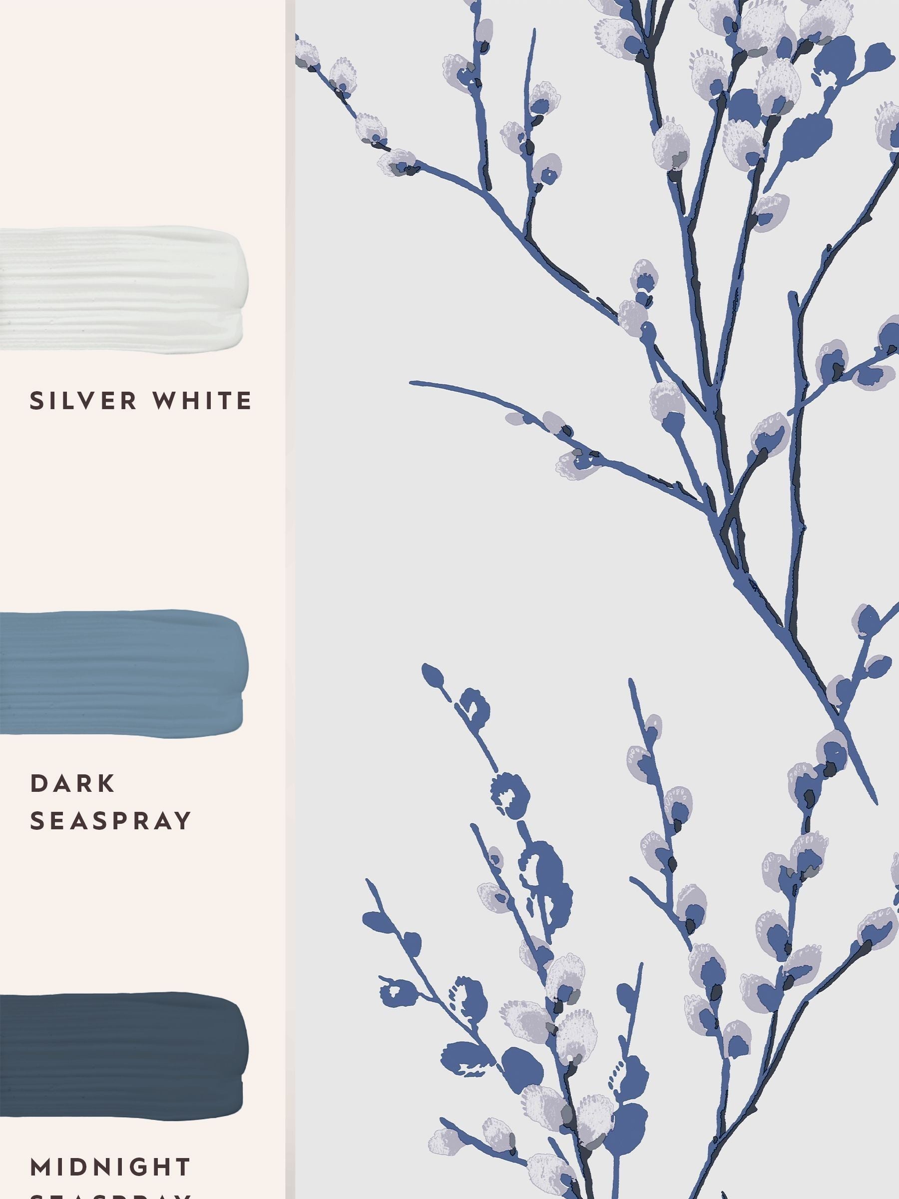 Laura Ashley wallpaper Midnight Pussy Willow 10m - British product