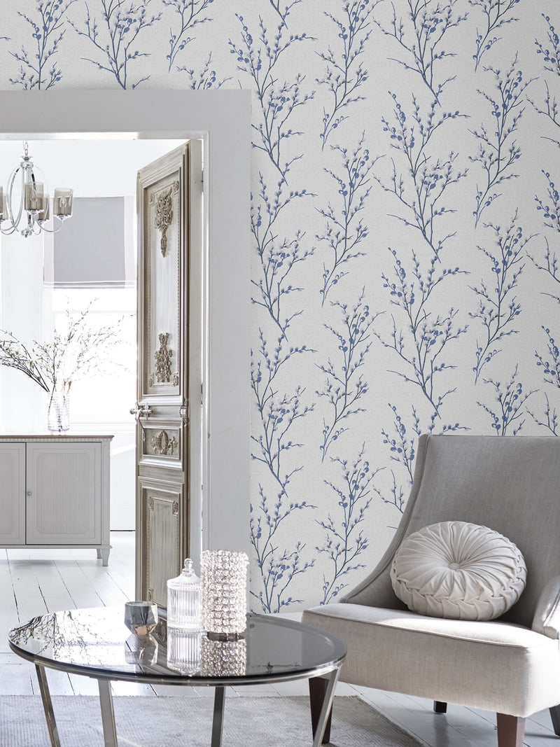 Laura Ashley wallpaper Midnight Pussy Willow 10m - British product
