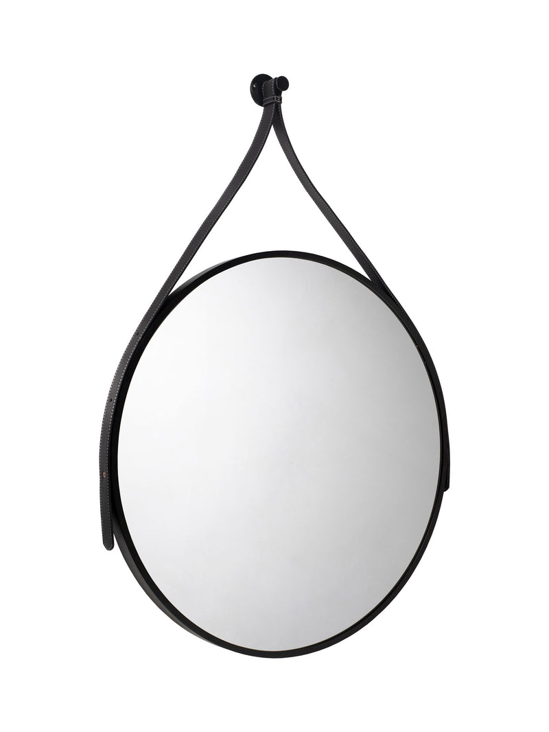 Croydex Black Mirror with Leather Effect Hanging Strap