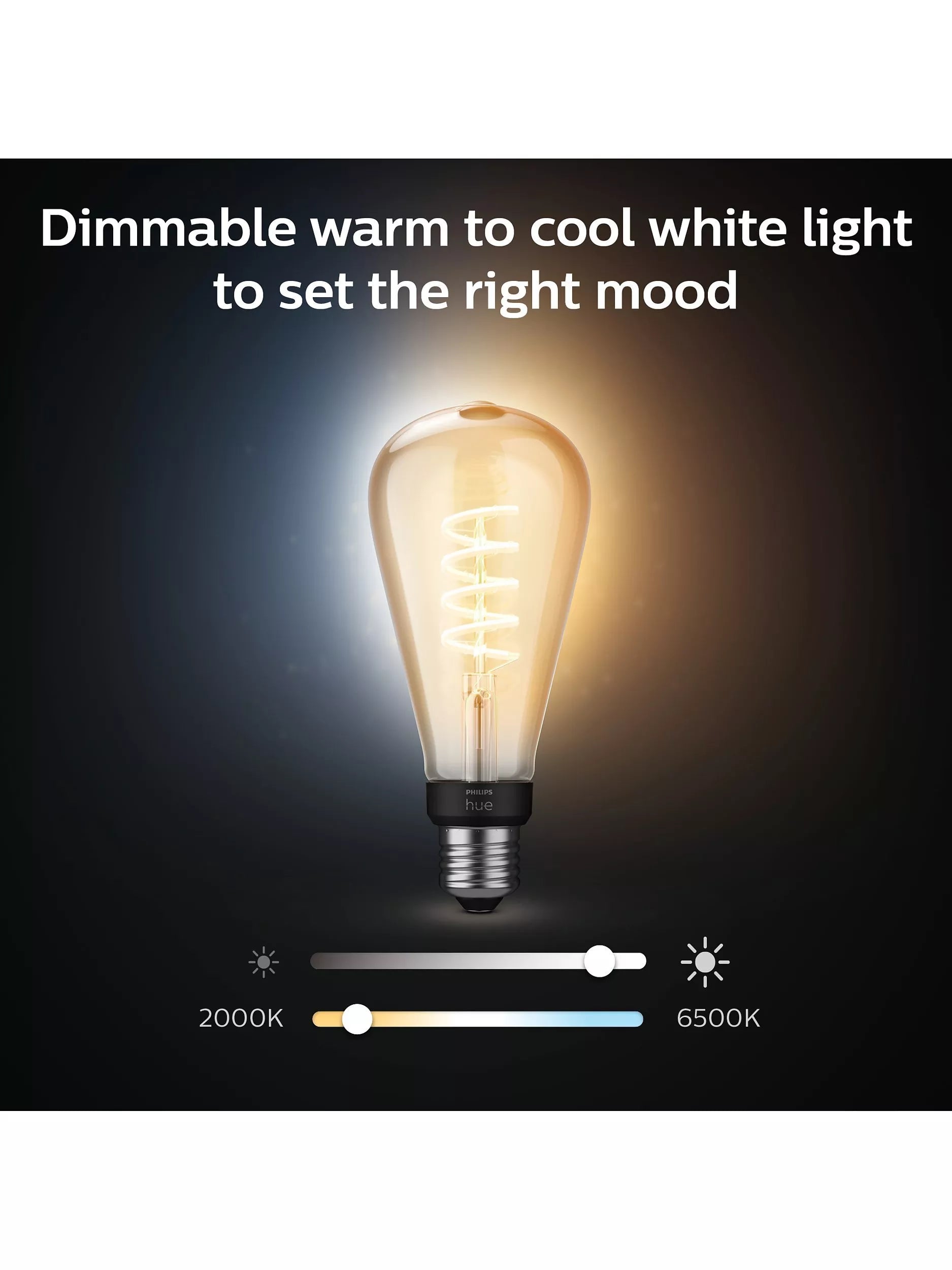 Philips Hue ST72 filament smart LED bulb 7W E27, imported from the UK