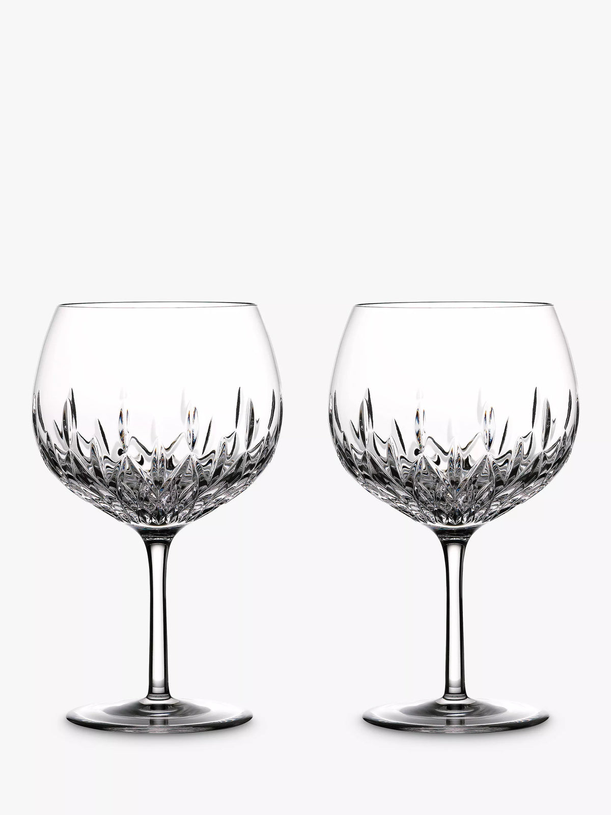 Waterford Lismore cut glass balloon gin glasses, set of 2, 550ml (British brand)