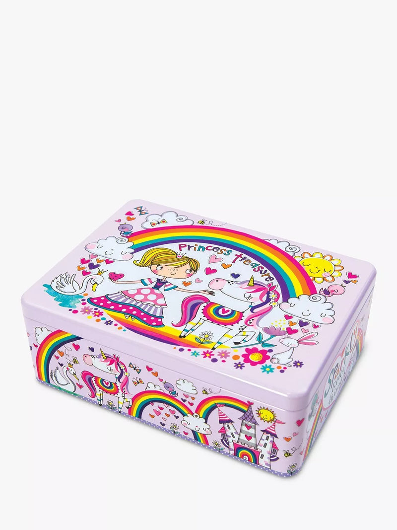 Rachel Ellen unicorn princess themed storage tin, imported from the UK