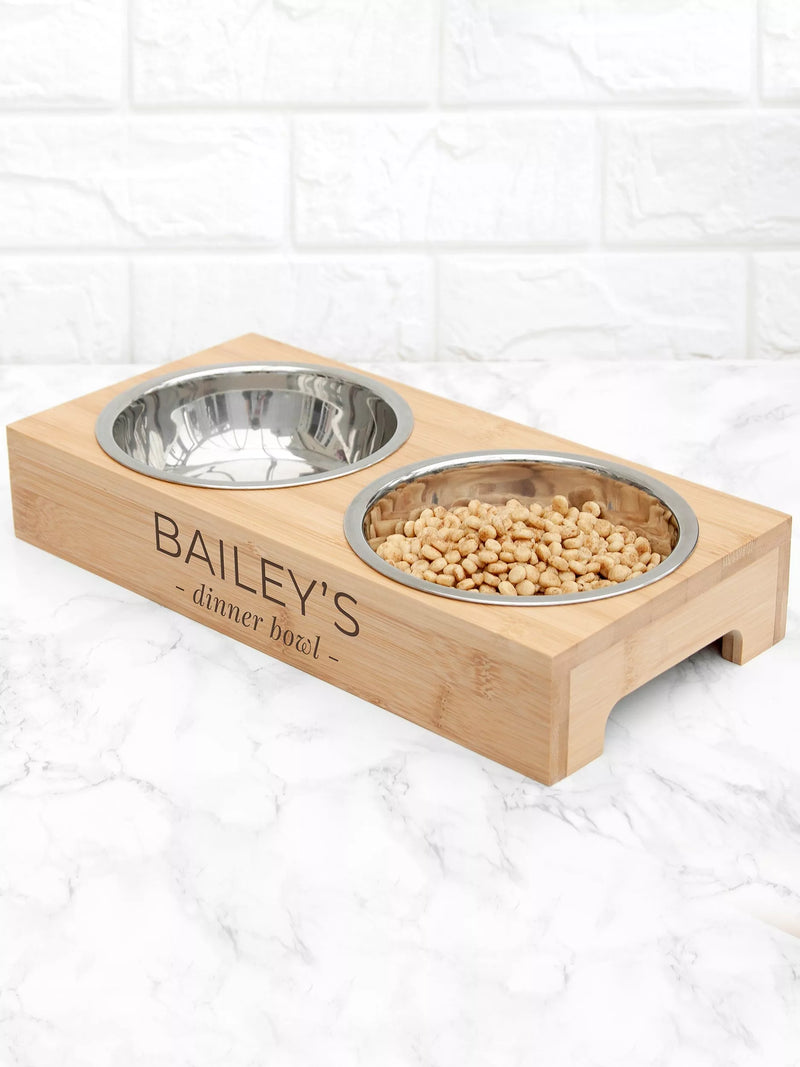 Treat Republic personalised bamboo pet bowl set, imported from the UK