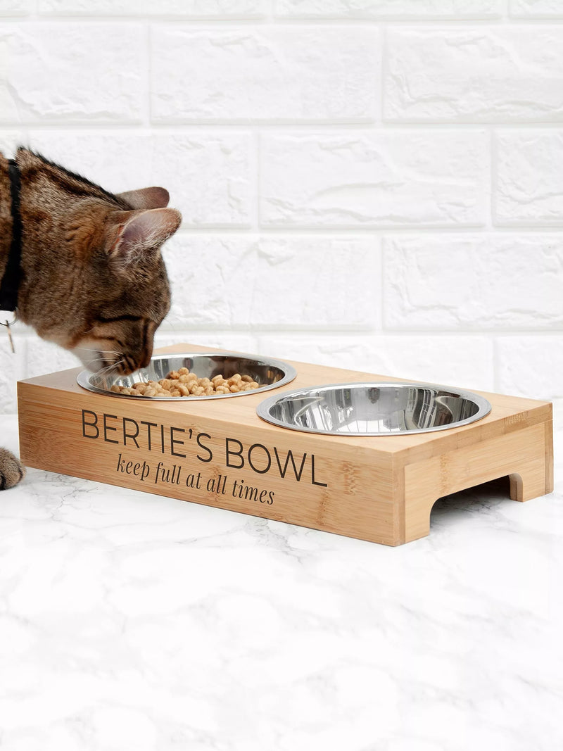 Treat Republic personalised bamboo pet bowl set, imported from the UK
