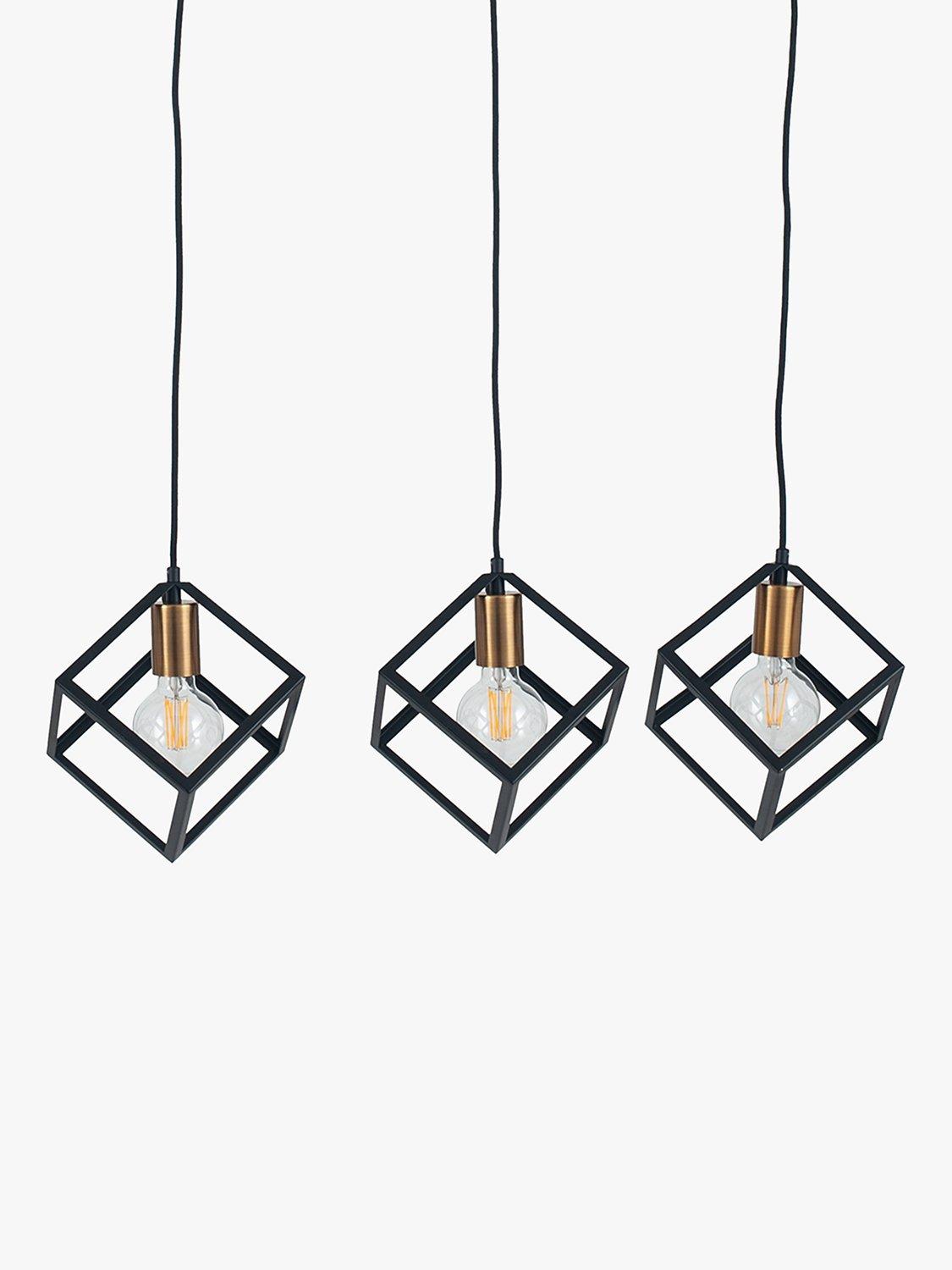 Pacific three-pendant ceiling light in black matte - British product