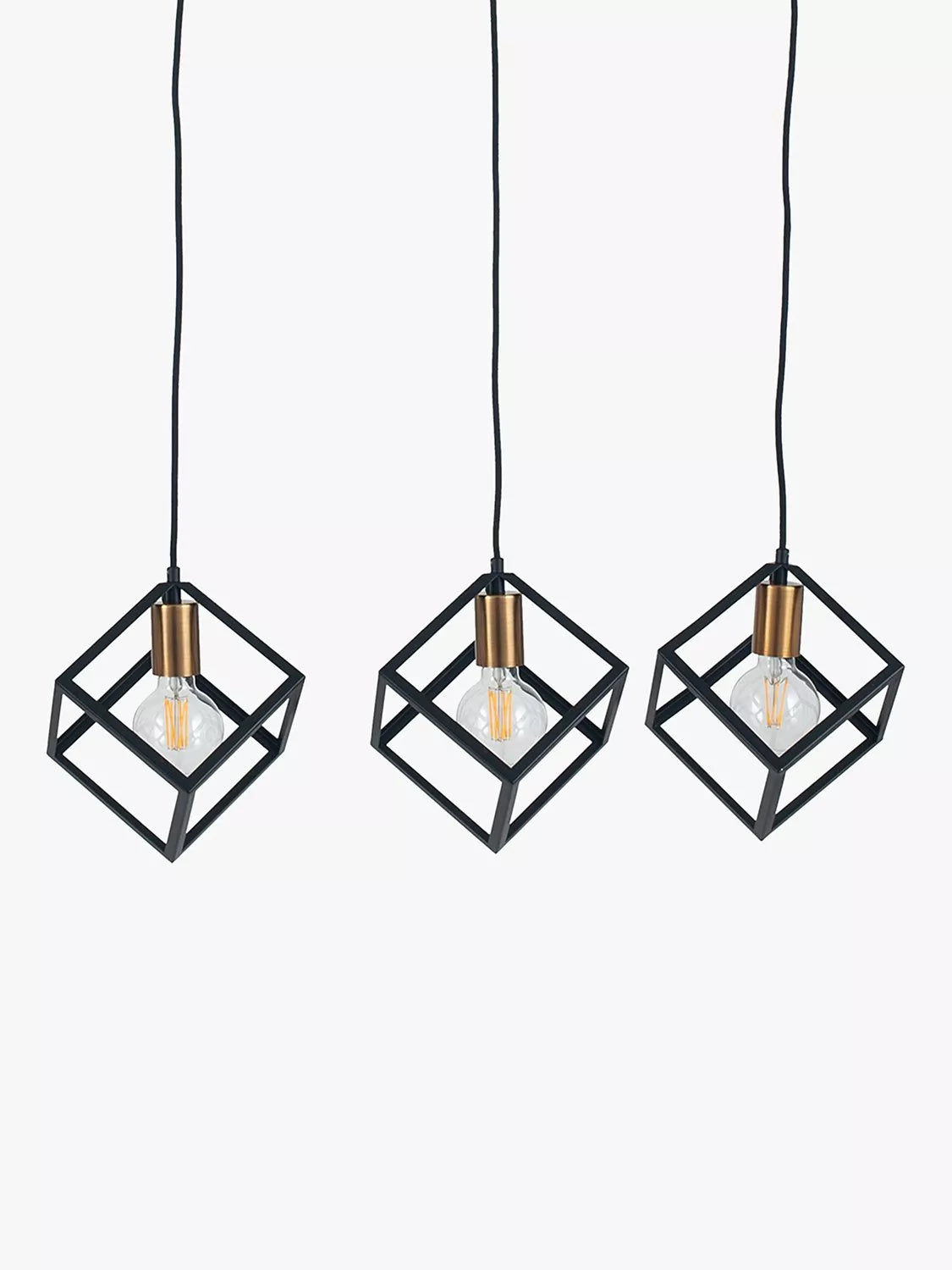 Pacific three-pendant ceiling light in black matte - British product