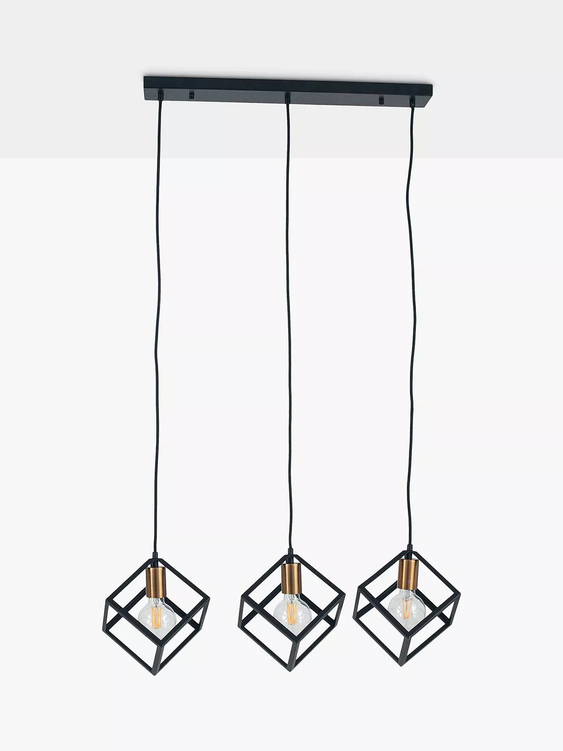Pacific three-pendant ceiling light in black matte - British product