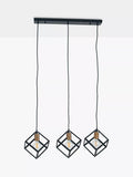 Pacific three-pendant ceiling light in black matte - British product