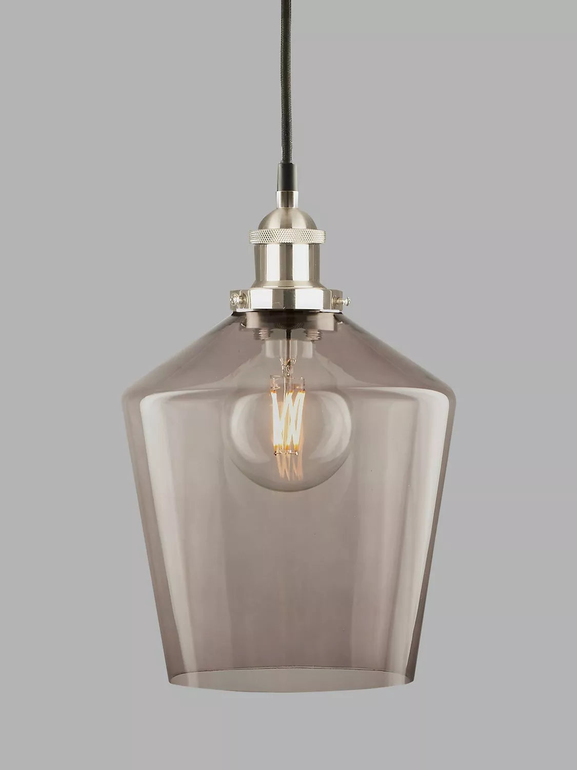 Smoked glass pendant ceiling light with adjustable drop, imported from the UK