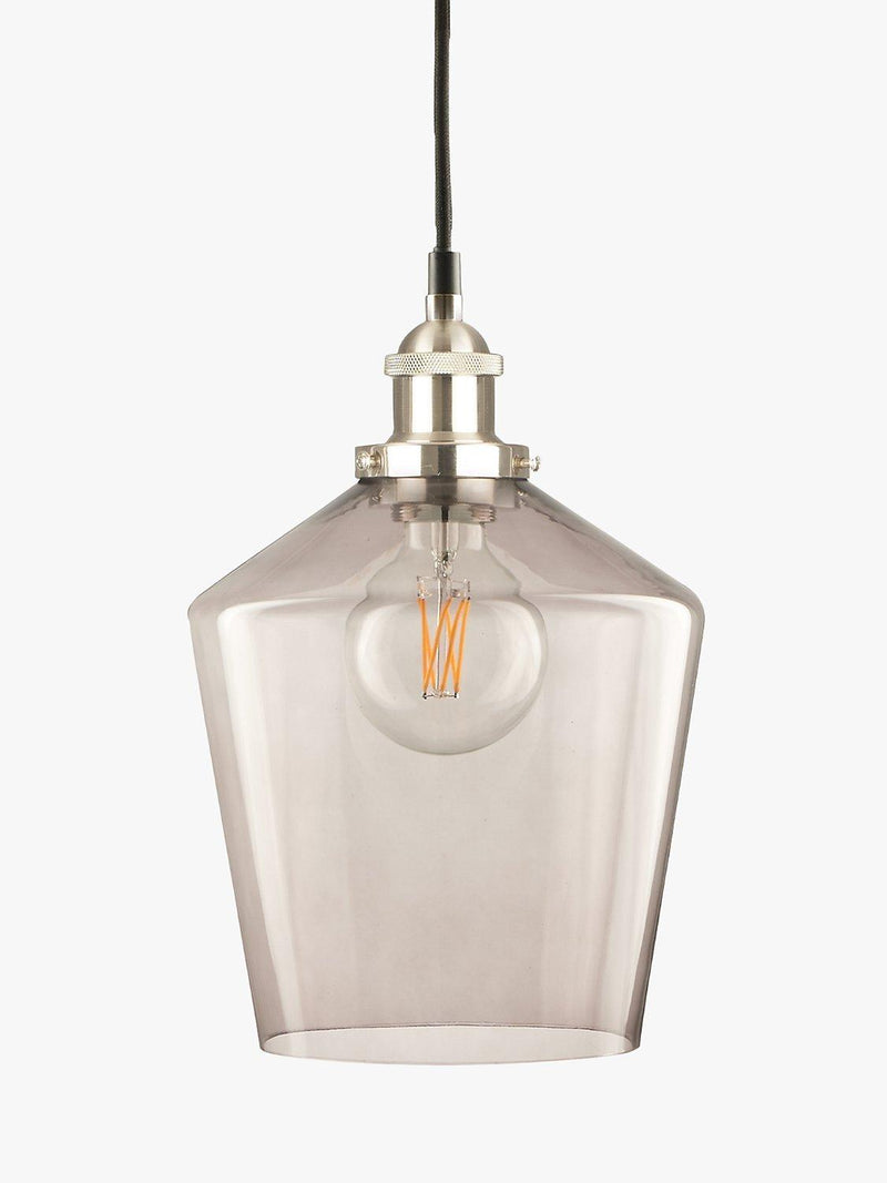 Smoked glass pendant ceiling light with adjustable drop, imported from the UK