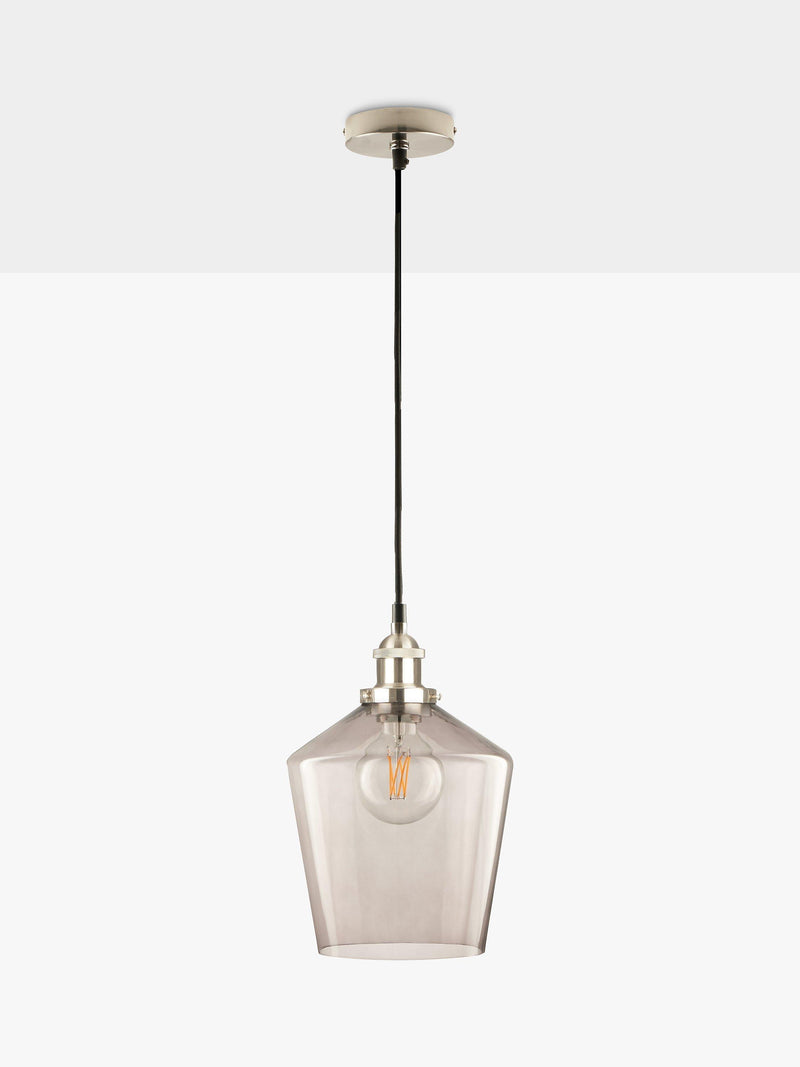 Smoked glass pendant ceiling light with adjustable drop, imported from the UK