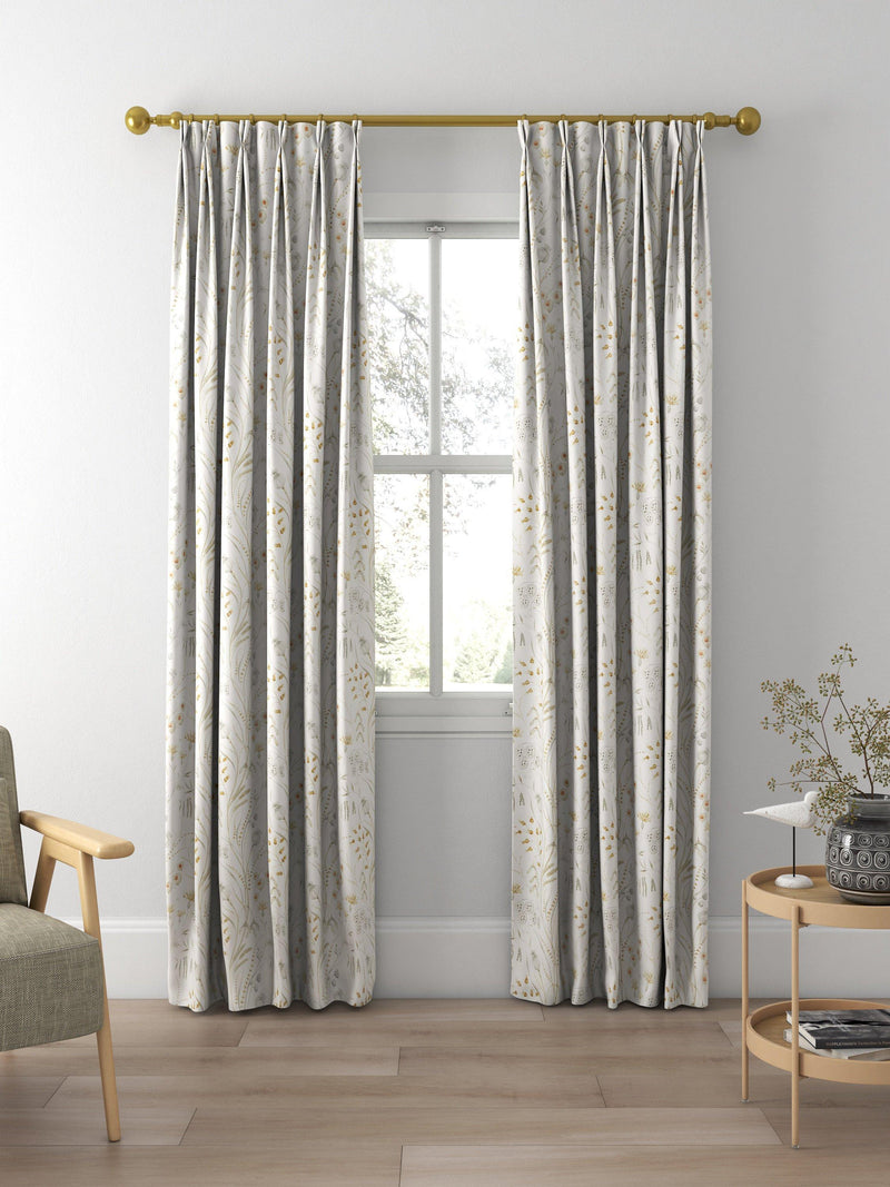 Sanderson Summer Harvest made-to-measure curtain fabric silver/corn, imported from the UK