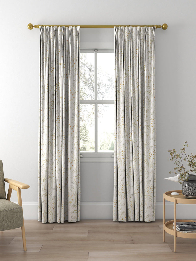 Sanderson Summer Harvest made-to-measure curtain fabric silver/corn, imported from the UK