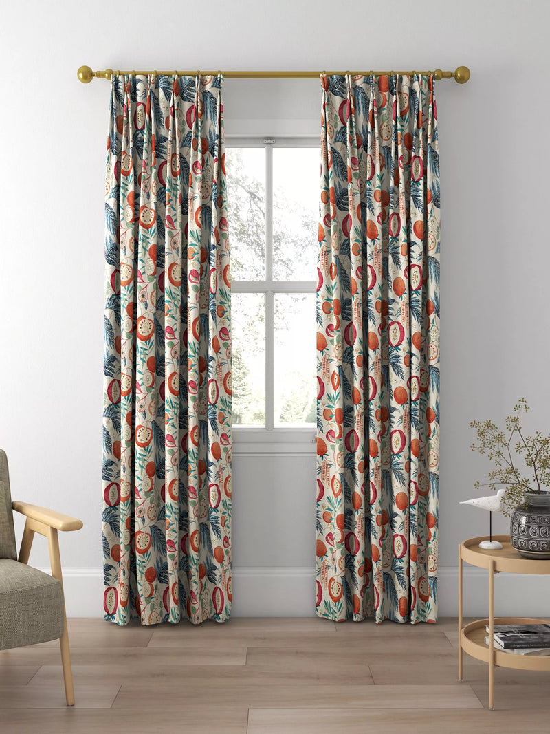 Sanderson Jackfruit curtains or roman blind in indigo, imported from the UK