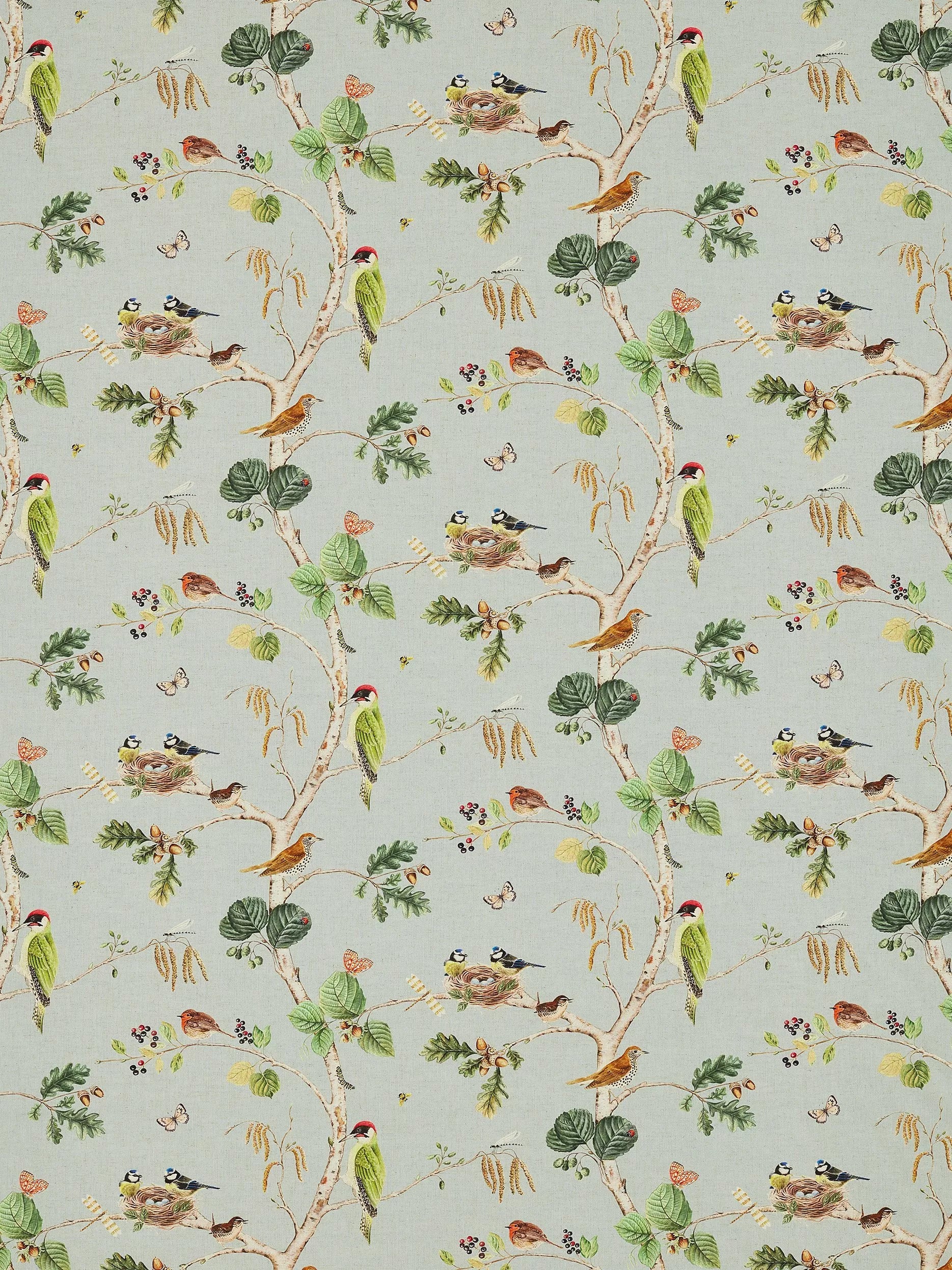 Sanderson Woodland chorus curtains sky blue multi - British product