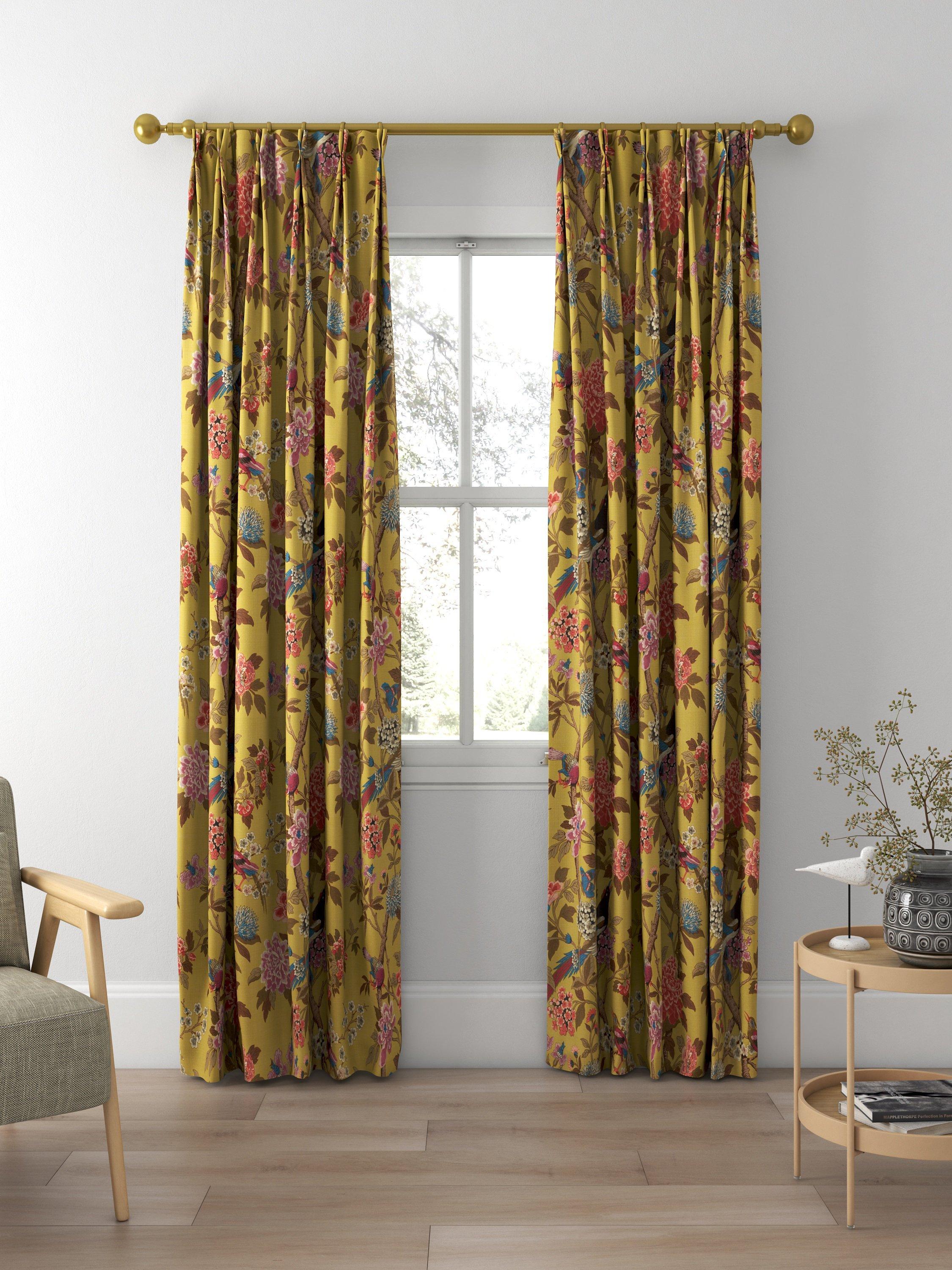 GP & J Baker Hydrangea Bird curtains ochre (British brand)