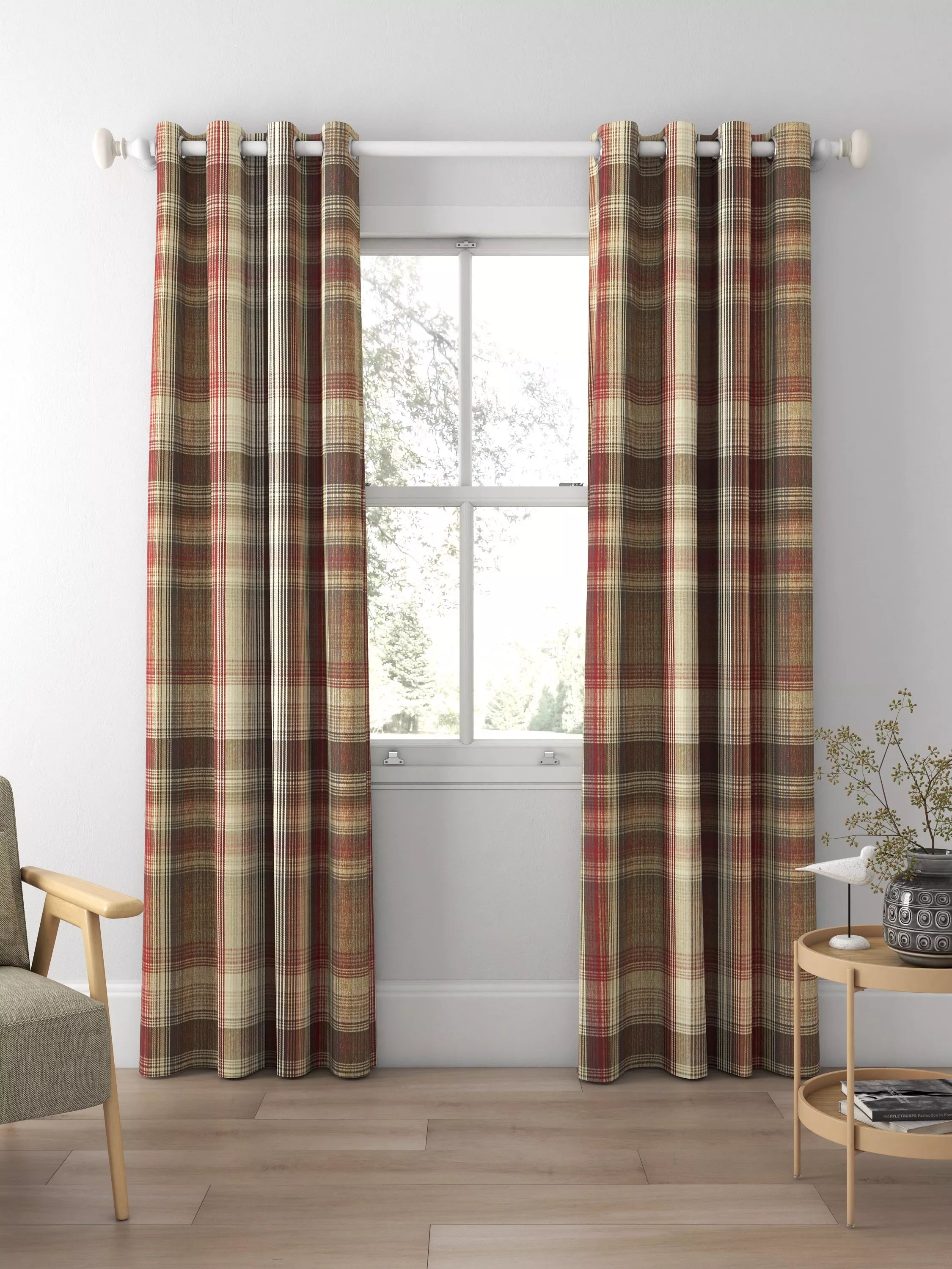 Prestigious Textiles Felix curtains Redwood check, imported from the UK