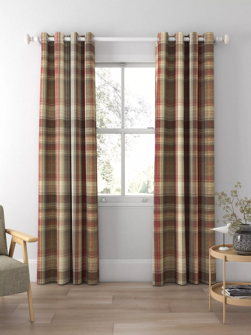 Prestigious Textiles Felix curtains Redwood check, imported from the UK