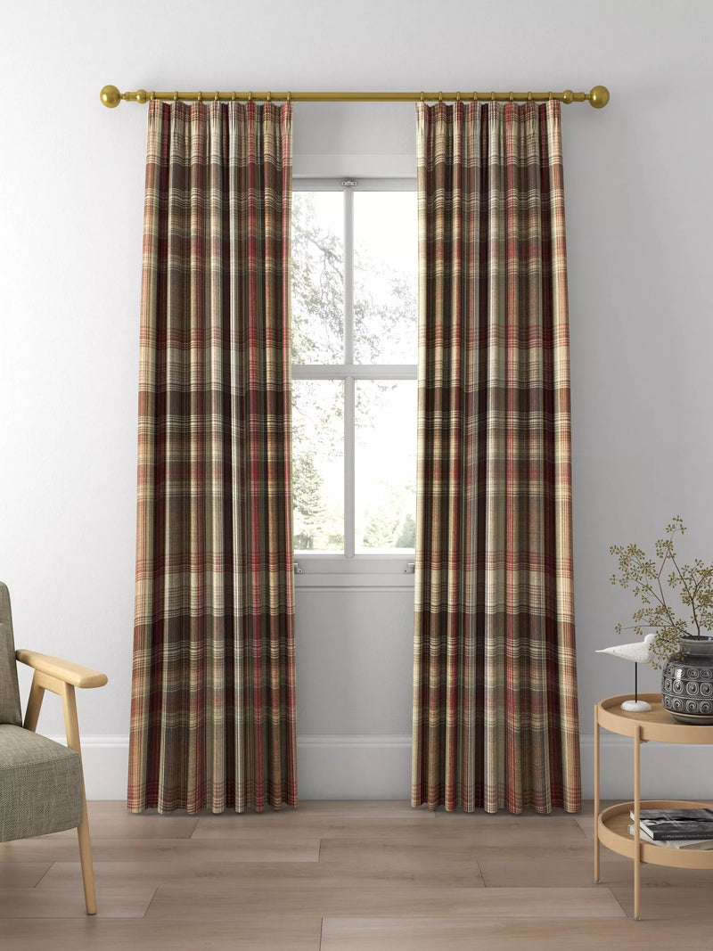 Prestigious Textiles Felix curtains Redwood check, imported from the UK